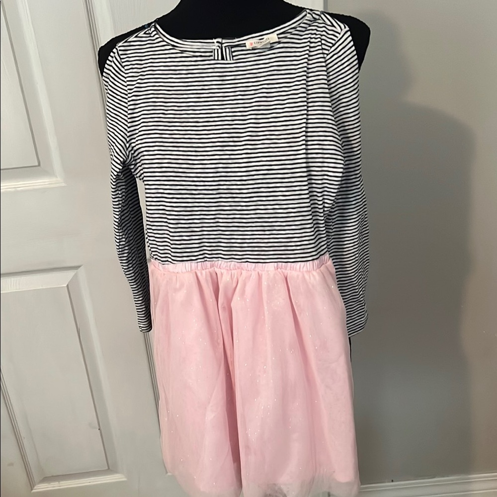 Crewcuts Black,  White and pink Pleated tulle dress. NWOT